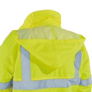 Warnschutz-Regenjacke, 100% Polyester (300D Oxford) mit PU-Beschichtung, Netzfutter