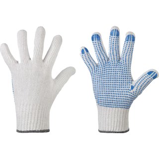 Grobstrick-Handschuh weiß, mit blauen Noppen