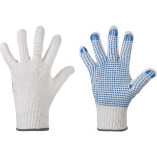 Grobstrick-Handschuh weiß, mit blauen Noppen 07