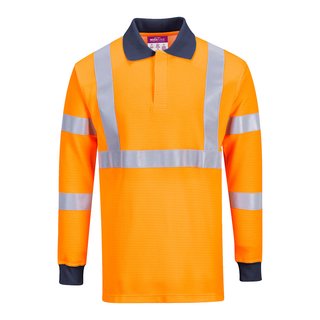 Multinorm Polo-Shirt Langarm orange/marine 3XL