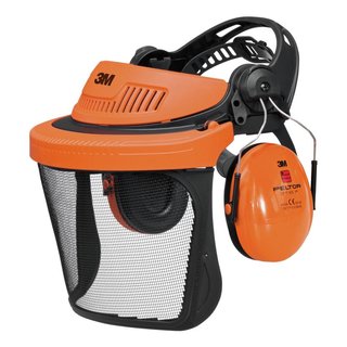 3M G500 Multisystem, orange, mit Gehörschutzkapsel und Netzvisier