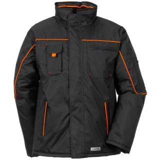 PIPER Jacke, 100 % Polyester PLANAM-TEX-beschichtet, atmungsaktiv, wasserdicht, winddicht, schwarz/orange XS