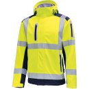 Warnschutz Softshelljacke abtrennbare Kapuze gelb/marine
