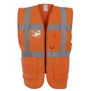 Warnweste Rei&szlig;verschluss + Taschen orange