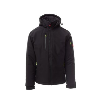 CREEK PAD Herren-Softshelljacke, 78 % Nylon/22 % Elasthan 3-lagig, mit warmer Wattierung, abnehmbare Kapuze, schwarz XXL