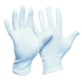 Baumwoll-Trikot-Handschuh, weiß gebleicht