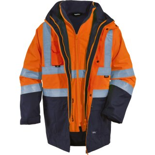 Warnschutz-Parka 5 in 1 orange/marine